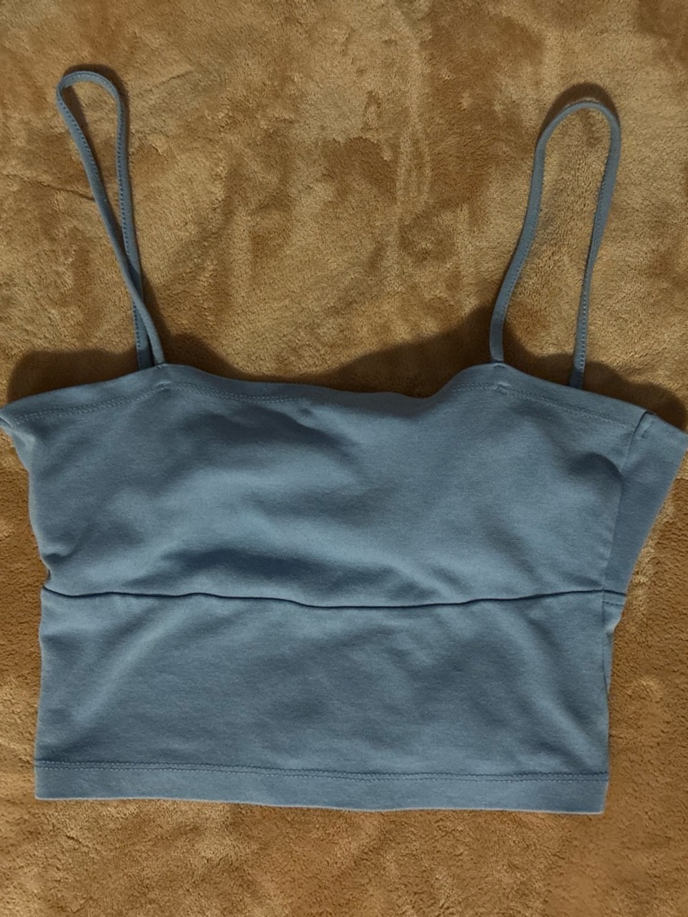 Zara Dusty Blue Cropped Camisole with Spaghetti Straps